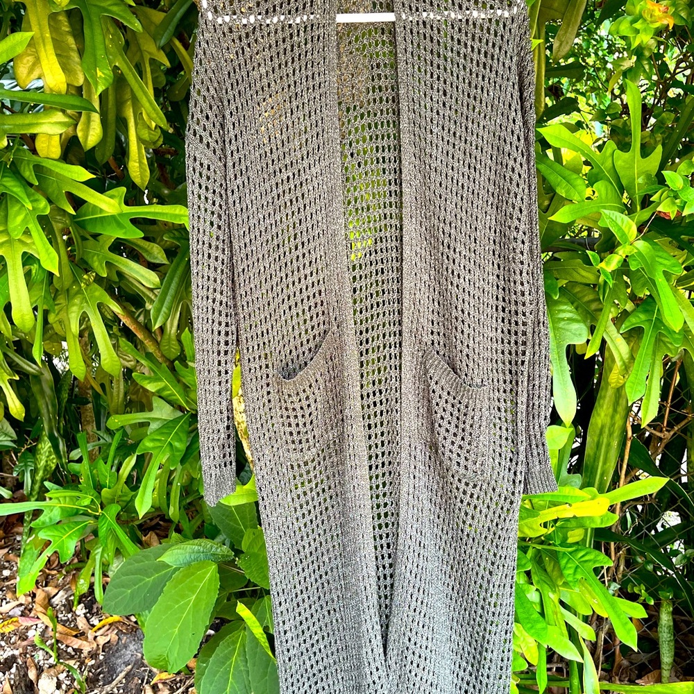 Charcoal Grey Long Cover Up Cardigan Duster with Pockets XXL